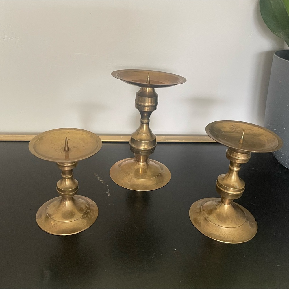 Elegant Brass Candle Holders Set